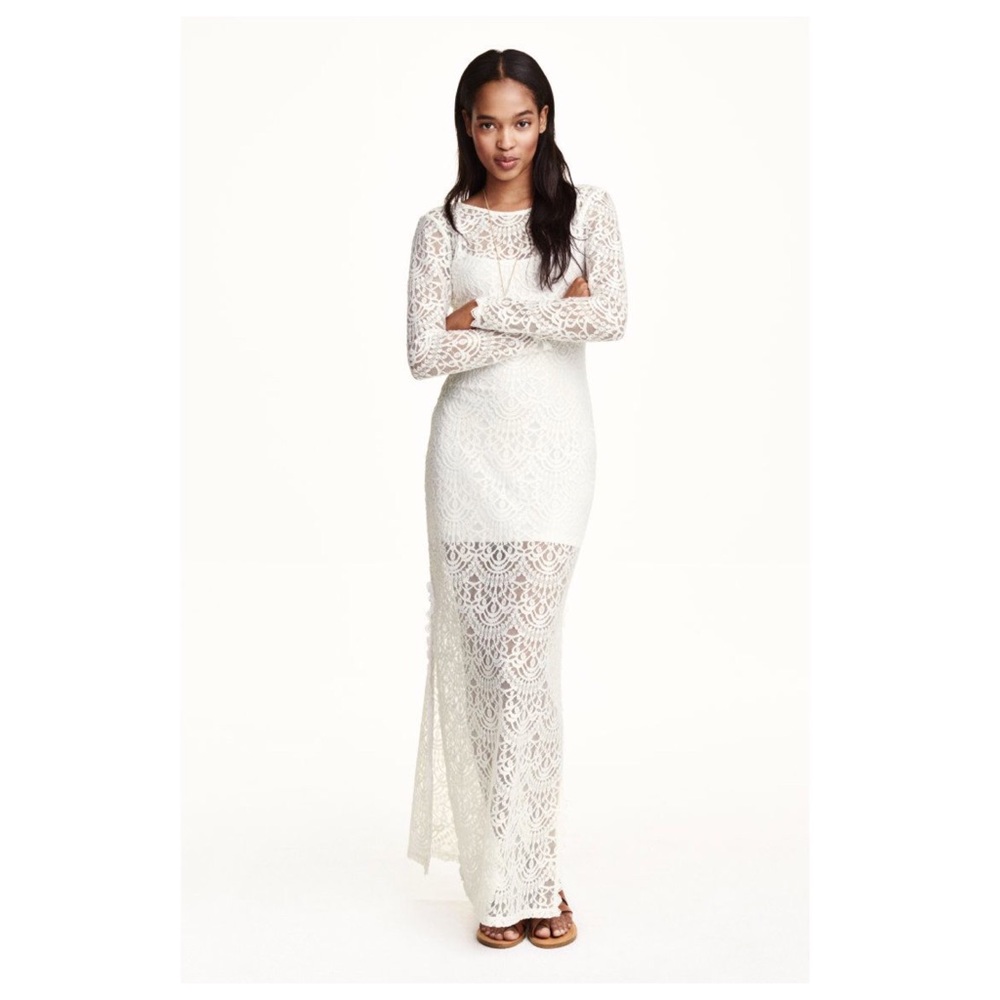 H&M Lace Dress Long Maxi Open Back